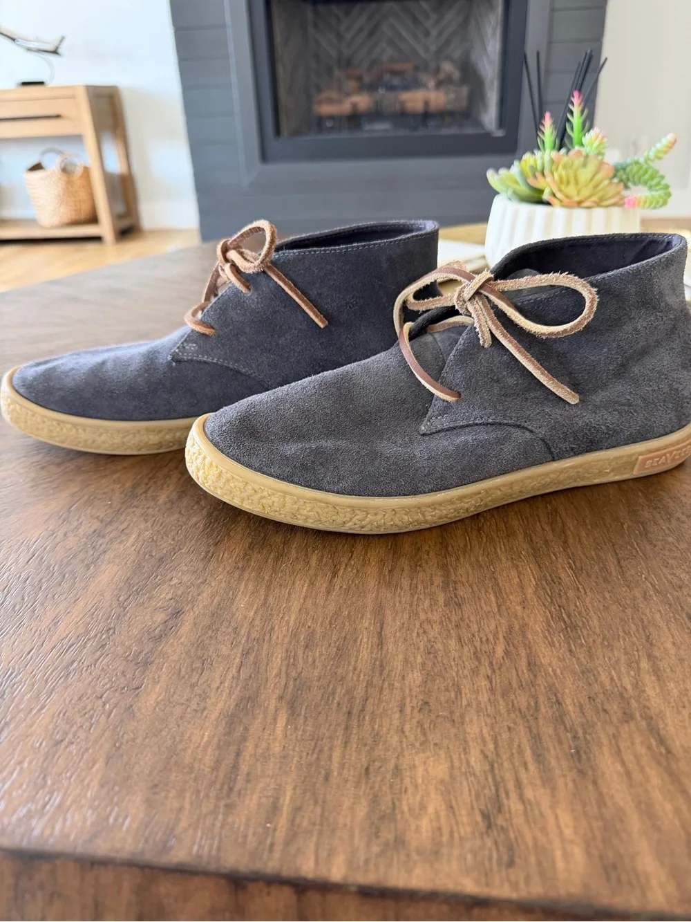 SeaVees Men's Gray Suede Chukka Boots with Tan Laces